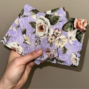 3 lilac floral fabric mug coasters for at home new